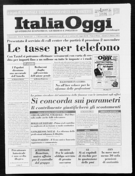 Italia oggi : quotidiano di economia finanza e politica